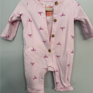 Cat & Jack Light Pink Bow Pattern Footie